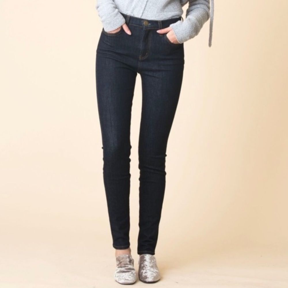 EUC Current Elliott High-waist Skinny Slim Straight Jeans Dark Denim Wash Sz 26